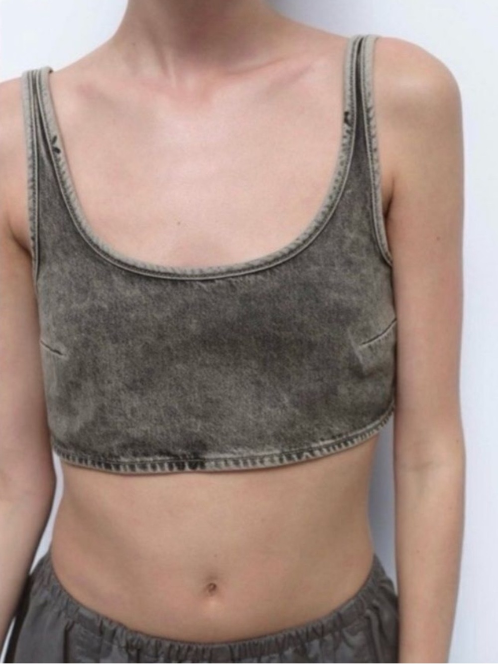 Zara Acid Wash Crop Top Bralette – XS